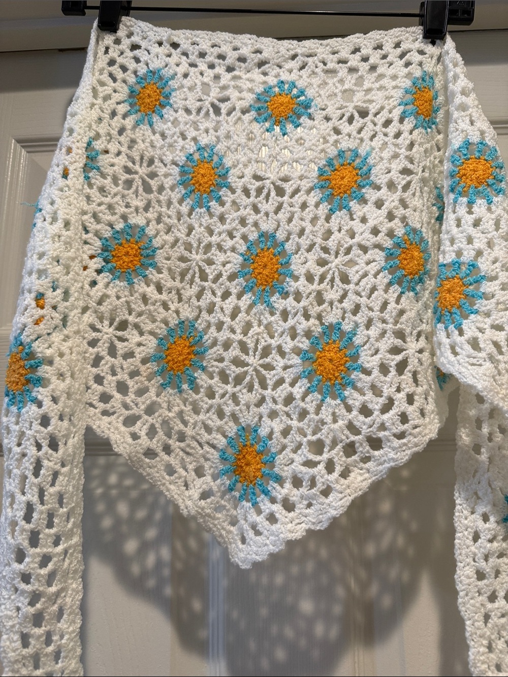 NEW POL Sarong or Halter Top White Yellow & Blue Flowers Crochet Daisy Swim  S